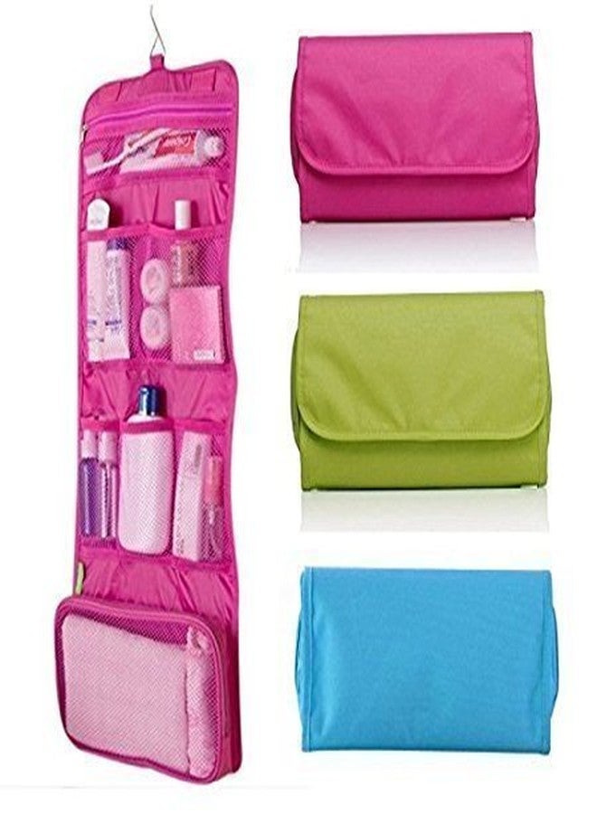 SEVIA Toiletry Bag - Organize Your Toiletries/Cosmetics Into 5 Pocket Foldable Polyester Wall Hanging Storage Bag Closet Organizer Pouch with Hangers Holder - Bathroom Organizers (Multi Color) - Image 1
